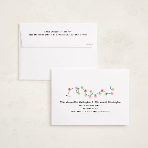 This is a cali holiday photo cards with standard by Kamala Nahas called disney's mickey lights printing on recycled smooth signature in standard