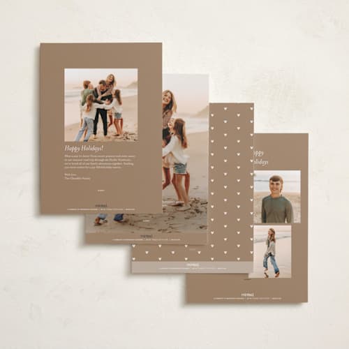 This is a caramel holiday photo cards with standard by Claudia Orengo called disney's mickey mouse collage printing on recycled smooth signature in standard