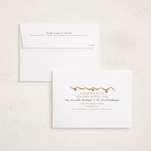 This is a holly berry holiday photo cards with standard by Vera Lim called disney stripes mickey printing on recycled smooth signature in standard