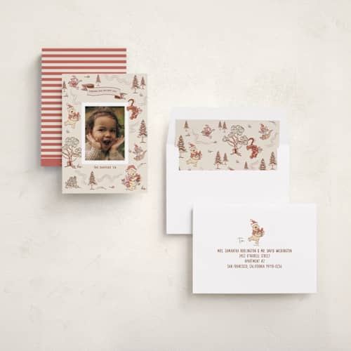 This is a butter holiday photo cards with standard by Teju Reval called disney's holiday pooh printing on recycled smooth signature in standard