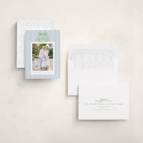 This is a frost holiday photo cards with standard by Pink House Press called southern charm printing on recycled smooth signature in standard