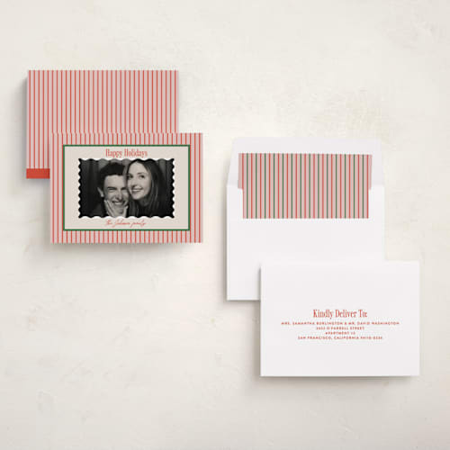 This is a cherry holiday photo cards with standard by Carolyn Nicks called belly laugh printing on recycled smooth signature in standard