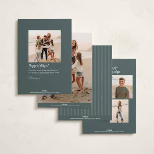 This is a cotton holiday photo cards with standard by Amy Kross called winds printing on recycled smooth signature in standard