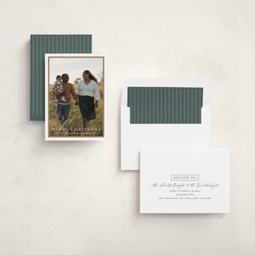 This is a cotton holiday photo cards with standard by Amy Kross called winds printing on recycled smooth signature in standard