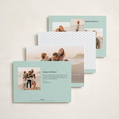 This is a snow holiday photo cards with standard by Snow and Ivy called frolicsome printing on recycled smooth signature in standard