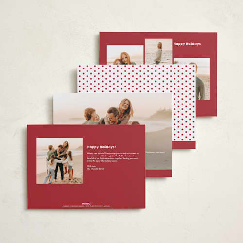 This is a cherry holiday photo cards with standard by Snow and Ivy called frolicsome printing on recycled smooth signature in standard