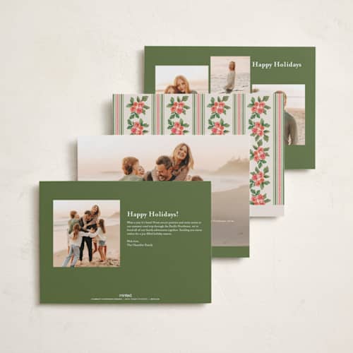 This is a buttercream holiday photo cards with standard by Christy Hy Lee called nostalgic wallpaper printing on recycled smooth signature in standard