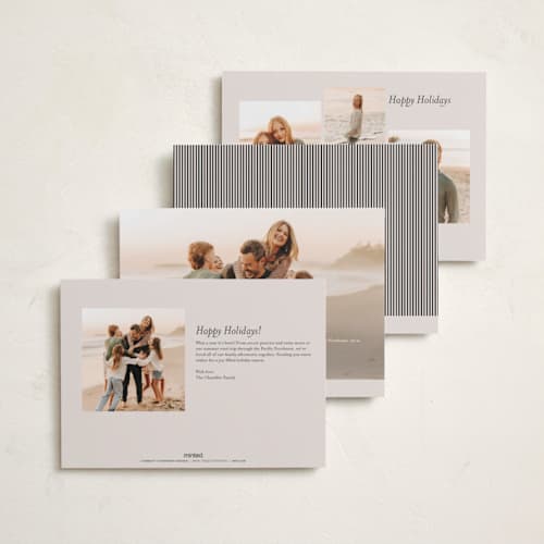 This is a linen holiday photo cards with standard by Kelly Schmidt called striped elegance printing on recycled smooth signature in standard