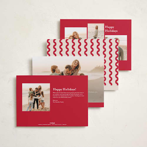 This is a cream holiday photo cards with standard by Iveta Angelova called merry wave printing on recycled smooth signature in standard