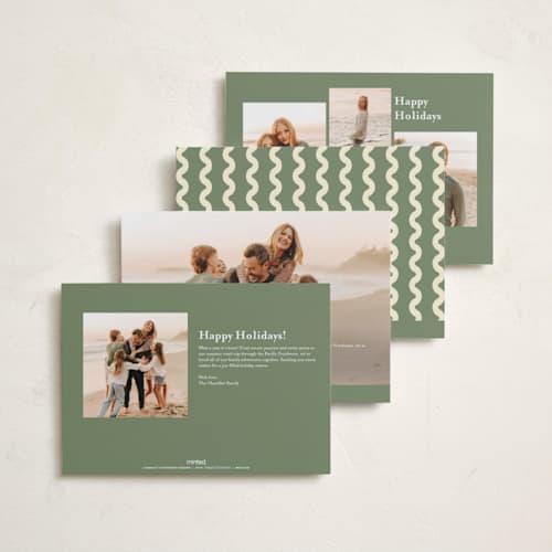 This is a moss holiday photo cards with standard by Iveta Angelova called merry wave printing on recycled smooth signature in standard