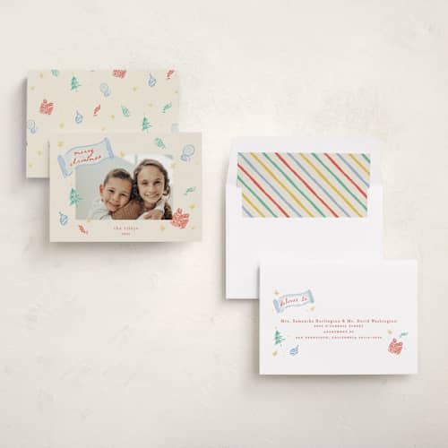 This is a holly berry holiday photo cards with standard by Sarah Rosenthal called fabled holly printing on recycled smooth signature in standard