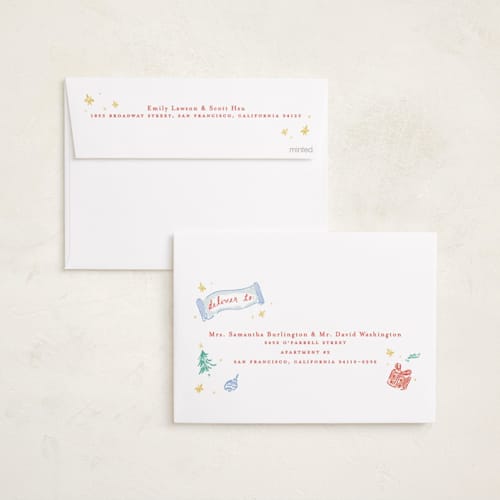 This is a holly berry holiday photo cards with standard by Sarah Rosenthal called fabled holly printing on recycled smooth signature in standard