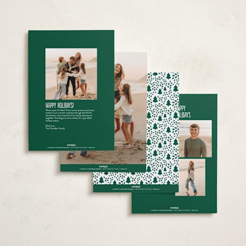 This is a noble fir holiday photo cards with standard by Erica Krystek called grinch face printing on recycled smooth signature in standard
