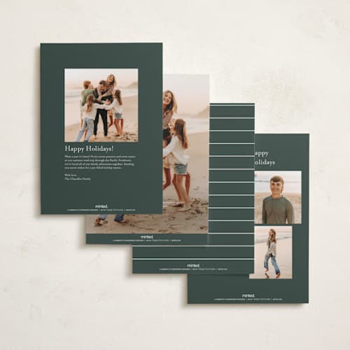This is a evergreen holiday photo cards with standard by Angela Garrick called we moved printing on recycled smooth signature in standard