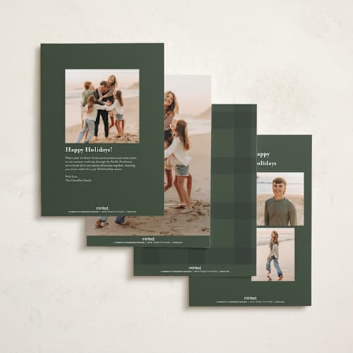 This is a pine needle holiday photo cards with standard by Creo Study called written it printing on recycled smooth signature in standard