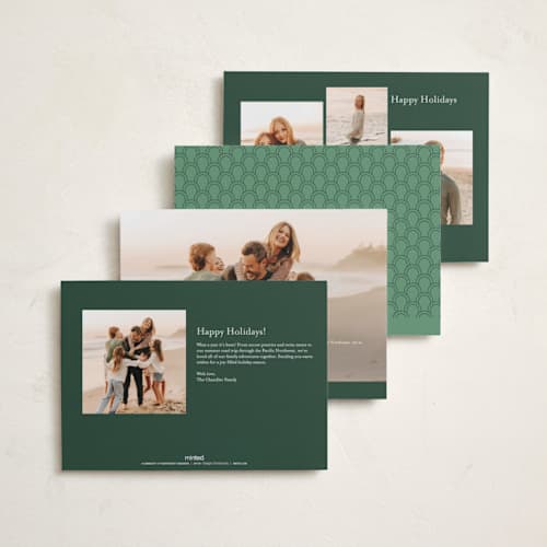This is a spruce holiday photo cards with standard by Owl and Toad called address arch printing on recycled smooth signature in standard