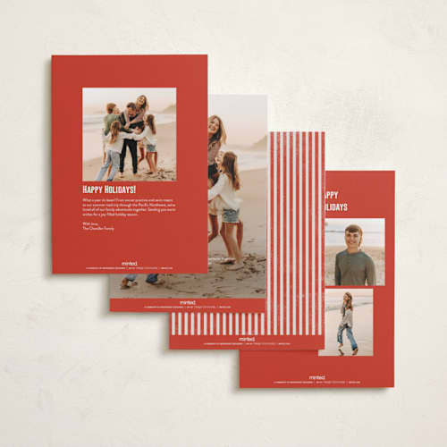 This is a holly berry holiday photo cards with standard by Michelle Taylor called modern winter printing on recycled smooth signature in standard