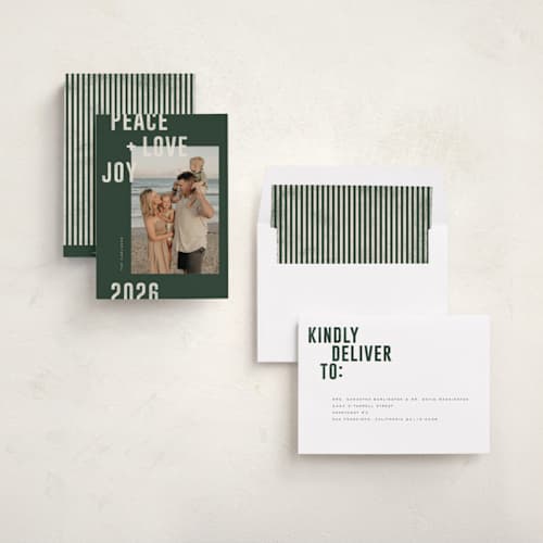 This is a evergreen holiday photo cards with standard by Michelle Taylor called modern winter printing on recycled smooth signature in standard