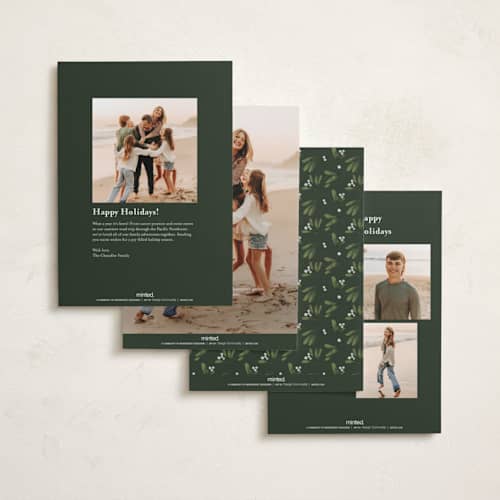This is a winter holiday photo cards with standard by Randi Cirelli called married and merry printing on recycled smooth signature in standard