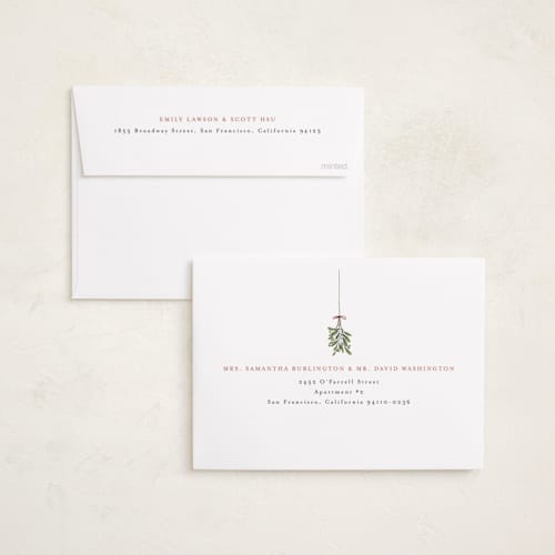This is a winter holiday photo cards with standard by Randi Cirelli called married and merry printing on recycled smooth signature in standard