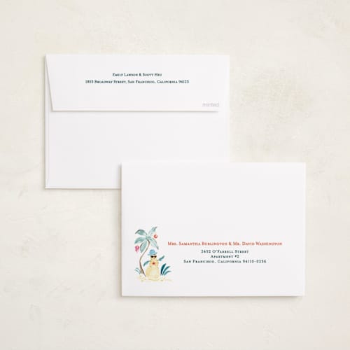 This is a sea turtle holiday photo cards with standard by Sarah Knight called merry luau printing on recycled smooth signature in standard