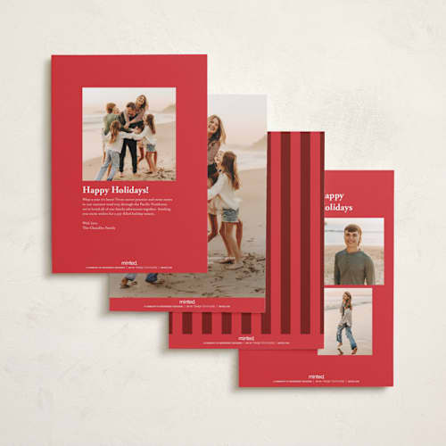 This is a holly berry holiday photo cards with standard by Kristie Kern called revelry printing on recycled smooth signature in standard