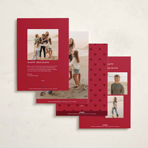 This is a holly holiday photo cards with standard by Erica Krystek called disney's modern mickey holly printing on recycled smooth signature in standard