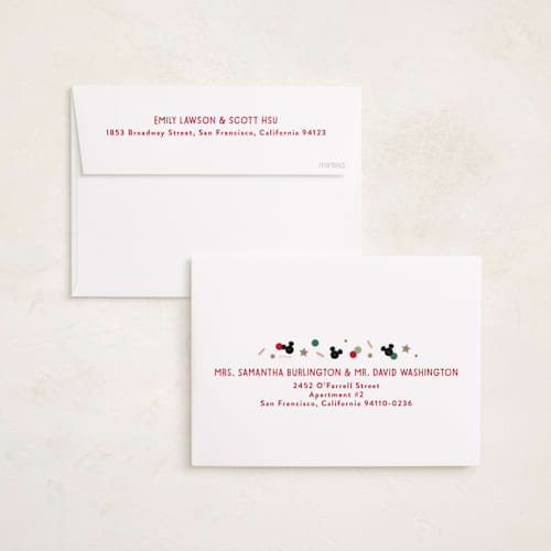 This is a holly holiday photo cards with standard by Kacey Kendrick Wagner called disney magic confetti printing on recycled smooth signature in standard