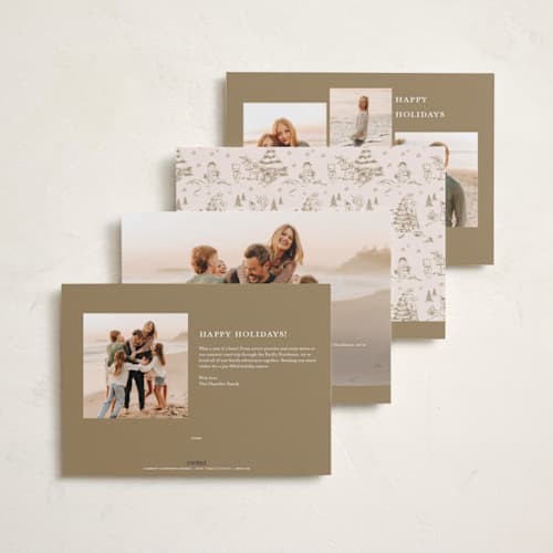 This is a caramel holiday photo cards with standard by Teju Reval called disney's holiday pooh printing on recycled smooth signature in standard