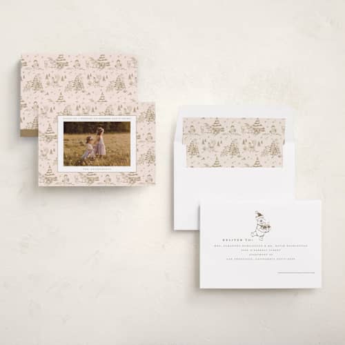 This is a caramel holiday photo cards with standard by Teju Reval called disney's holiday pooh printing on recycled smooth signature in standard