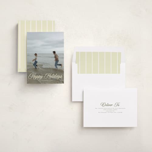This is a buttercream holiday photo cards with standard by Nicole Walsh called gathered printing on recycled smooth signature in standard