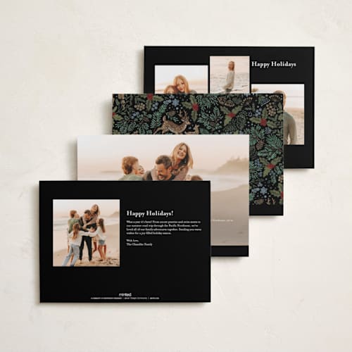This is a coal holiday photo cards with standard by Jenna Holcomb called embroidered forest printing on signature in standard
