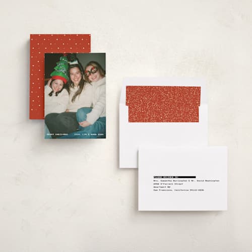 This is a snow holiday photo cards with standard by Lea Delaveris called vhs printing on recycled smooth signature in standard