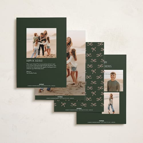 This is a evergreen holiday photo cards with standard by Owl and Toad called from our new home printing on recycled smooth signature in standard