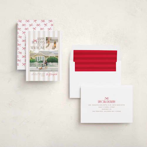 This is a toasted marshmallow holiday photo cards with standard by Owl and Toad called from our new home printing on recycled smooth signature in standard