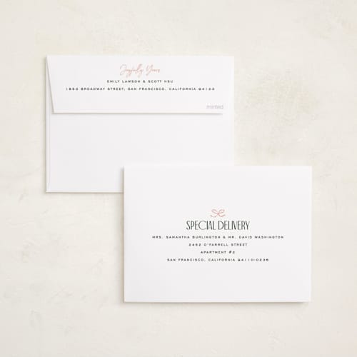 This is a evergreen holiday photo cards with standard by Owl and Toad called from our new home printing on recycled smooth signature in standard
