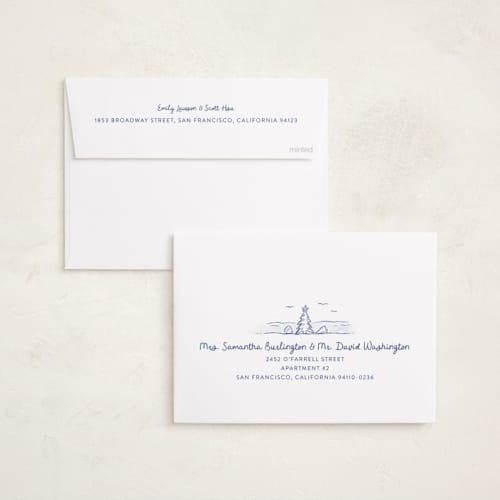This is a ocean holiday photo cards with standard by Pink House Press called tis the sea sun printing on recycled smooth signature in standard