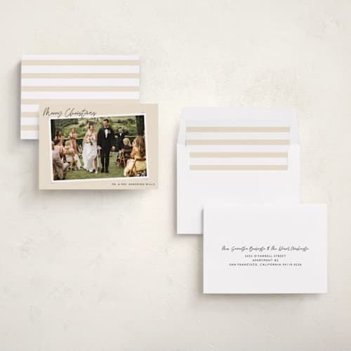 This is a latte holiday photo cards with standard by Alicia Schultz called dated snapshot printing on recycled smooth signature in standard