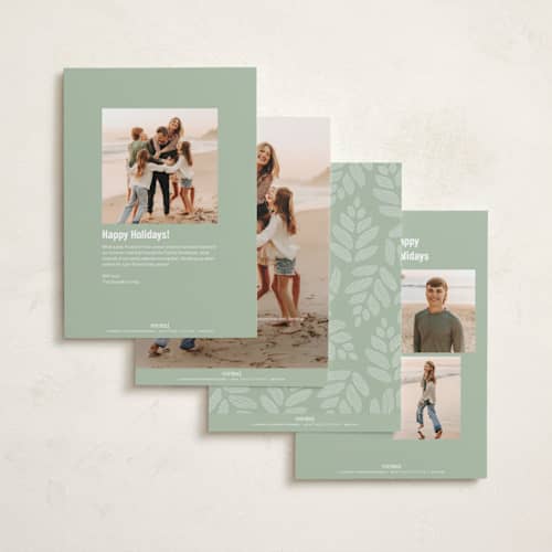 This is a sage holiday photo cards with standard by Mary Kay Garttmeier called new ho ho home printing on recycled smooth signature in standard