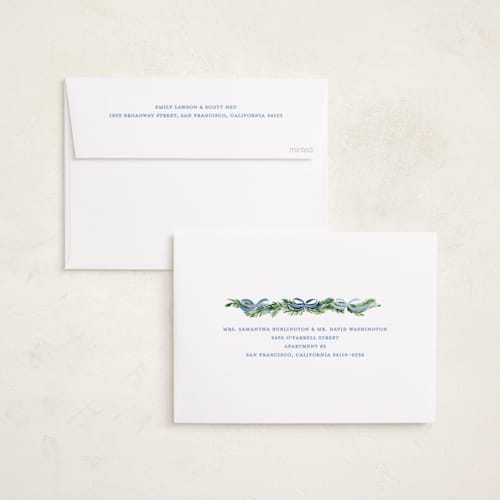 This is a frosted holiday photo cards with standard by Sarah Knight called boughs of bows printing on recycled smooth signature in standard