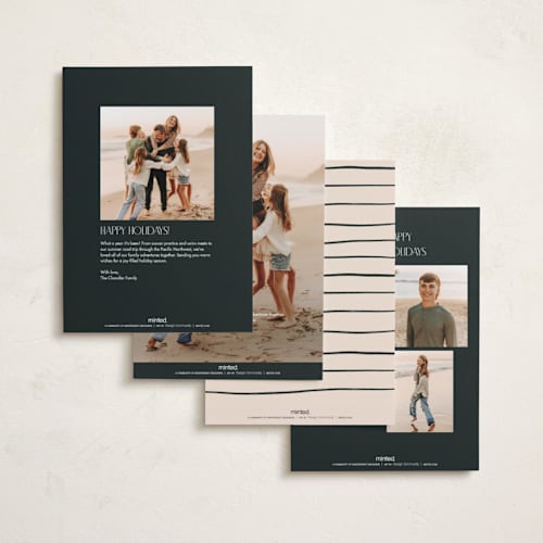 This is a midnight forest holiday photo cards with standard by Julie Murray called decking new halls printing on recycled smooth signature in standard