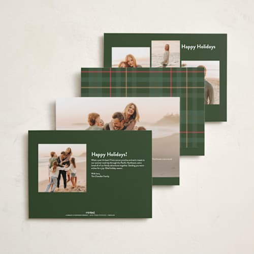 This is a stocking holiday photo cards with standard by Creo Study called simple frame printing on recycled smooth signature in standard