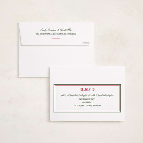 This is a stocking holiday photo cards with standard by Creo Study called simple frame printing on recycled smooth signature in standard