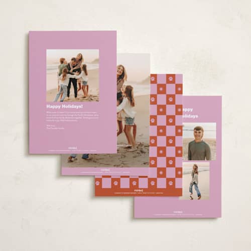 This is a berry holiday photo cards with standard by Inkblot Design called furever printing on recycled smooth signature in standard