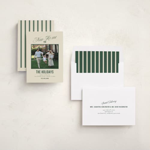 This is a forest holiday photo cards with standard by Ana de Sousa called contemporary new home printing on recycled smooth signature in standard