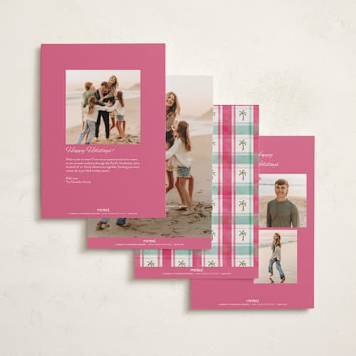 This is a mulberry holiday photo cards with standard by Colleen Lelie called tropical plaid christmas printing on recycled smooth signature in standard