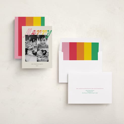 This is a cream holiday photo cards with standard by Celine Nguyen called four moments of joy printing on recycled smooth signature in standard
