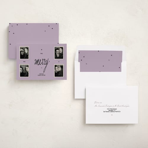 This is a lily holiday photo cards with standard by Bailamor Design by CM called merry printing on recycled smooth signature in standard