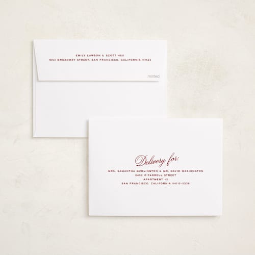 This is a burgundy holiday photo cards with standard by Ellen Schlegelmilch called vintage cinema printing on recycled smooth signature in standard