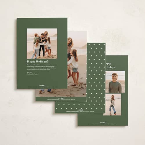This is a pine holiday photo cards with standard by Maja Cunningham called linocut frame printing on recycled smooth signature in standard